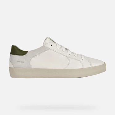 Geox Warley Sneakers Herre Hvide Olivengrøn | SDV-042517