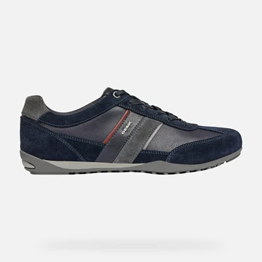 Geox Wells Sneakers Herre Mørkeblå Blå Mørkebordeaux | VRT-104358