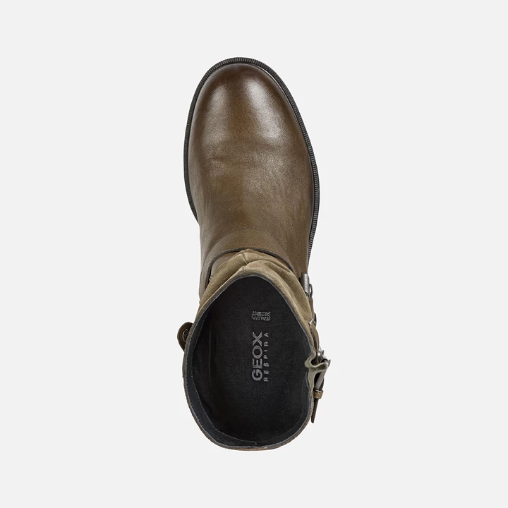 Geox Catria Ankelstøvler Dame Olivengrøn | WRO-873916