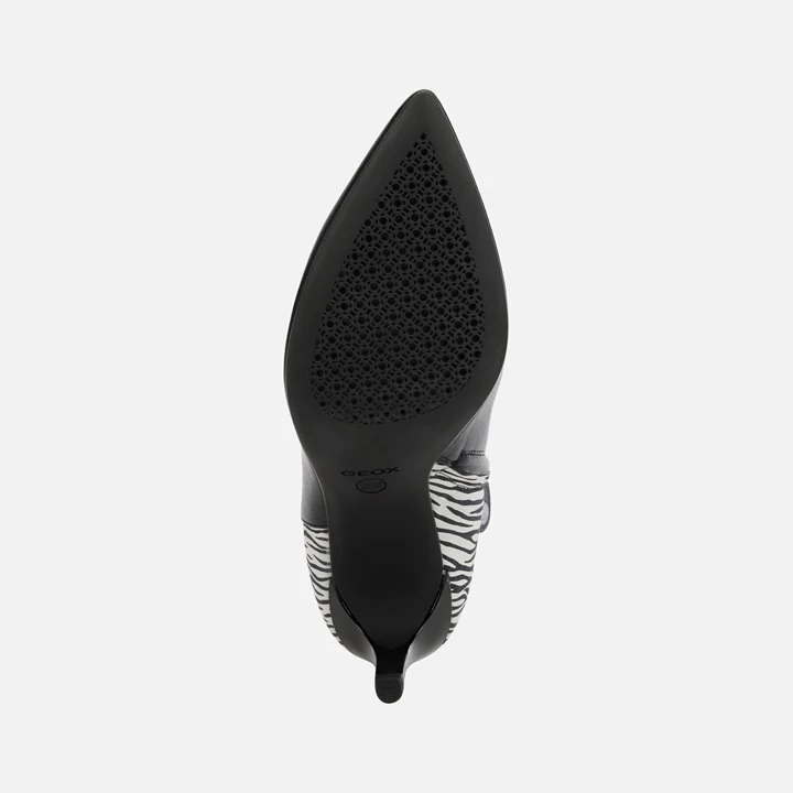 Geox Faviola Ankelstøvler Dame Sort Hvide | POD-520389