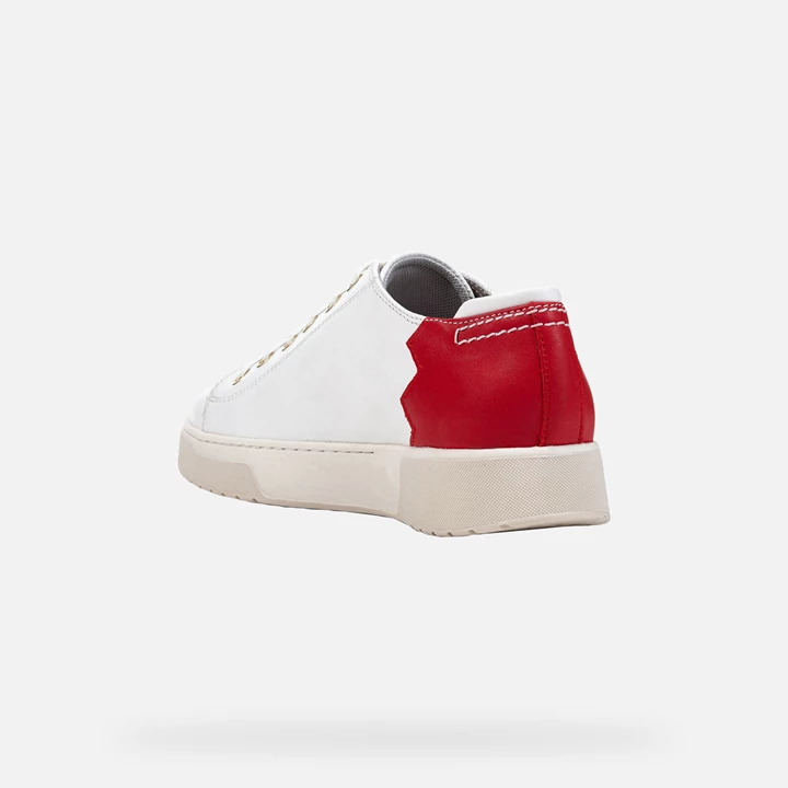 Geox Kapha Sneakers Dame Hvide Rød | LGB-716592