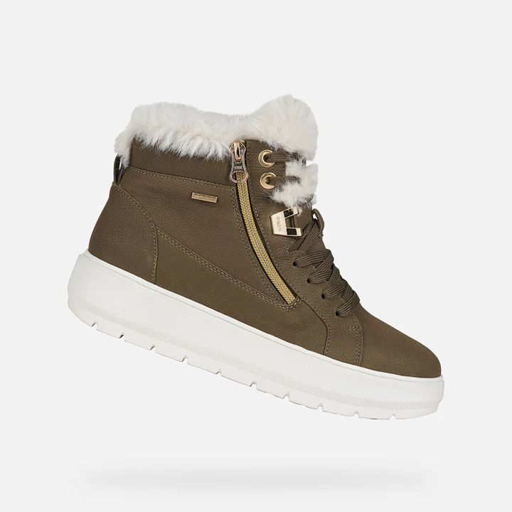 Geox Kaula Abx Sneakers Dame Olivengrøn Hvide | MTK-629384