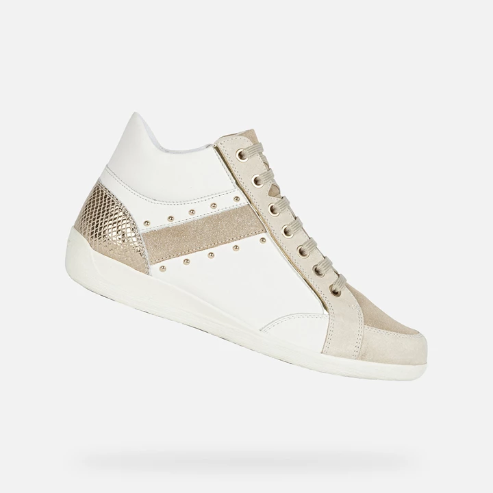 Geox Myria Sneakers Dame Hvide Beige | ZFV-796805