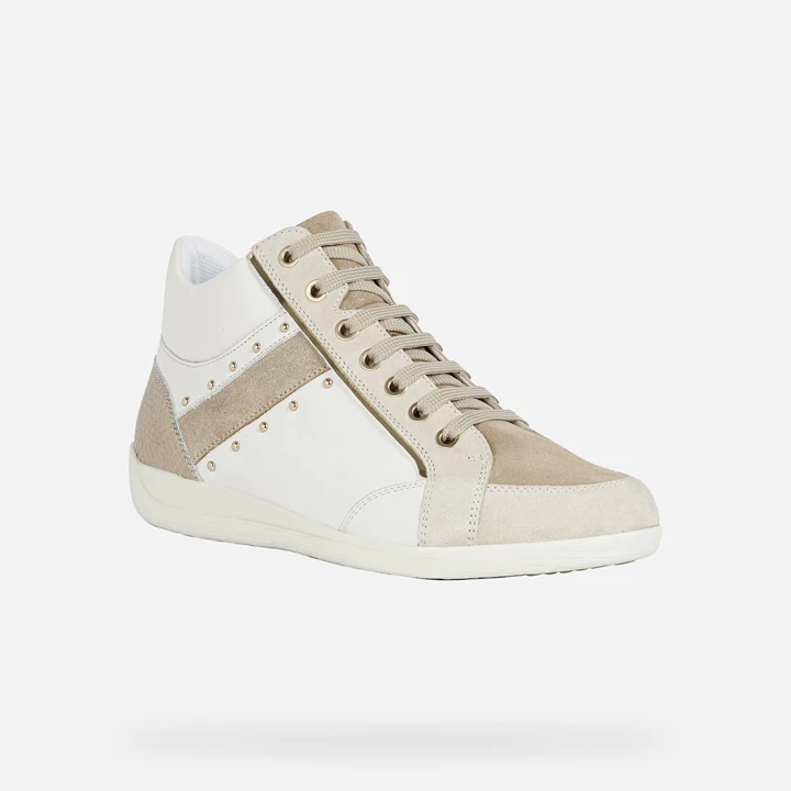 Geox Myria Sneakers Dame Hvide Beige | ZFV-796805