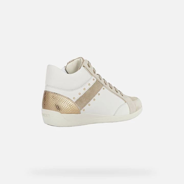 Geox Myria Sneakers Dame Hvide Beige | ZFV-796805