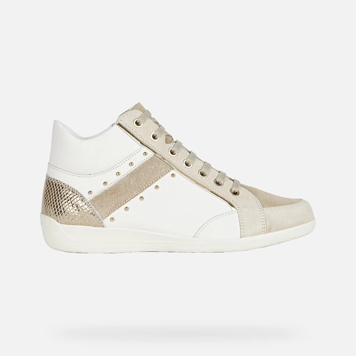 Geox Myria Sneakers Dame Hvide Beige | ZFV-796805