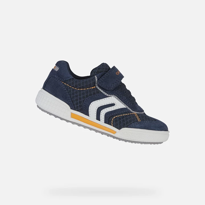 Geox Poseido Sneakers Drenge Mørkeblå Lyseorange | ESQ-597468