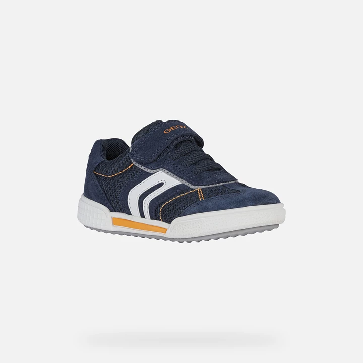Geox Poseido Sneakers Drenge Mørkeblå Lyseorange | ESQ-597468