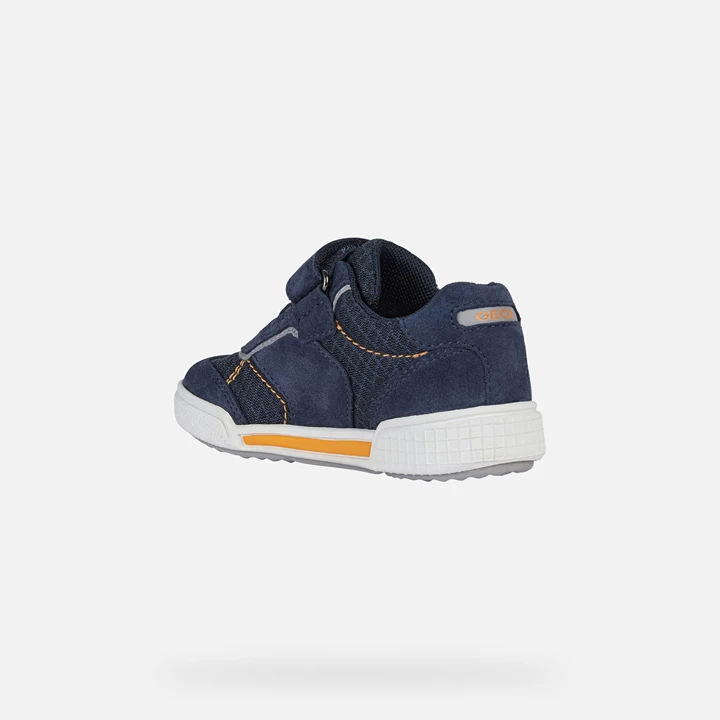 Geox Poseido Sneakers Drenge Mørkeblå Lyseorange | ESQ-597468