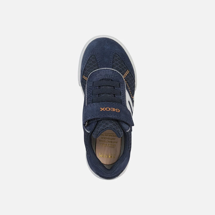 Geox Poseido Sneakers Drenge Mørkeblå Lyseorange | ESQ-597468