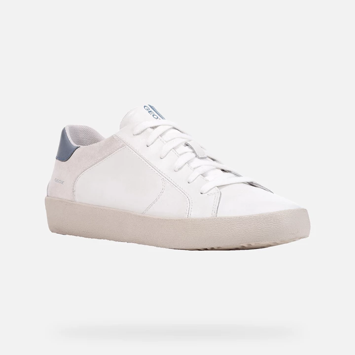Geox Warley Sneakers Herre Hvide Blå | MDI-678452